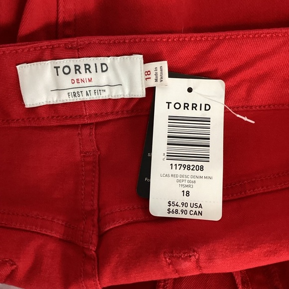 Torrid Red Denim Mini Pencil Skirt Size 18 - Picture 6 of 7
